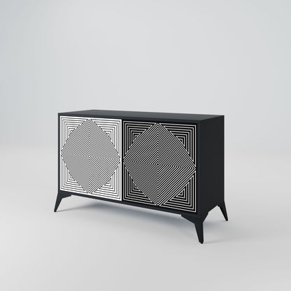Credenza POLYGON ILLUSION a 2 ante in finitura nera