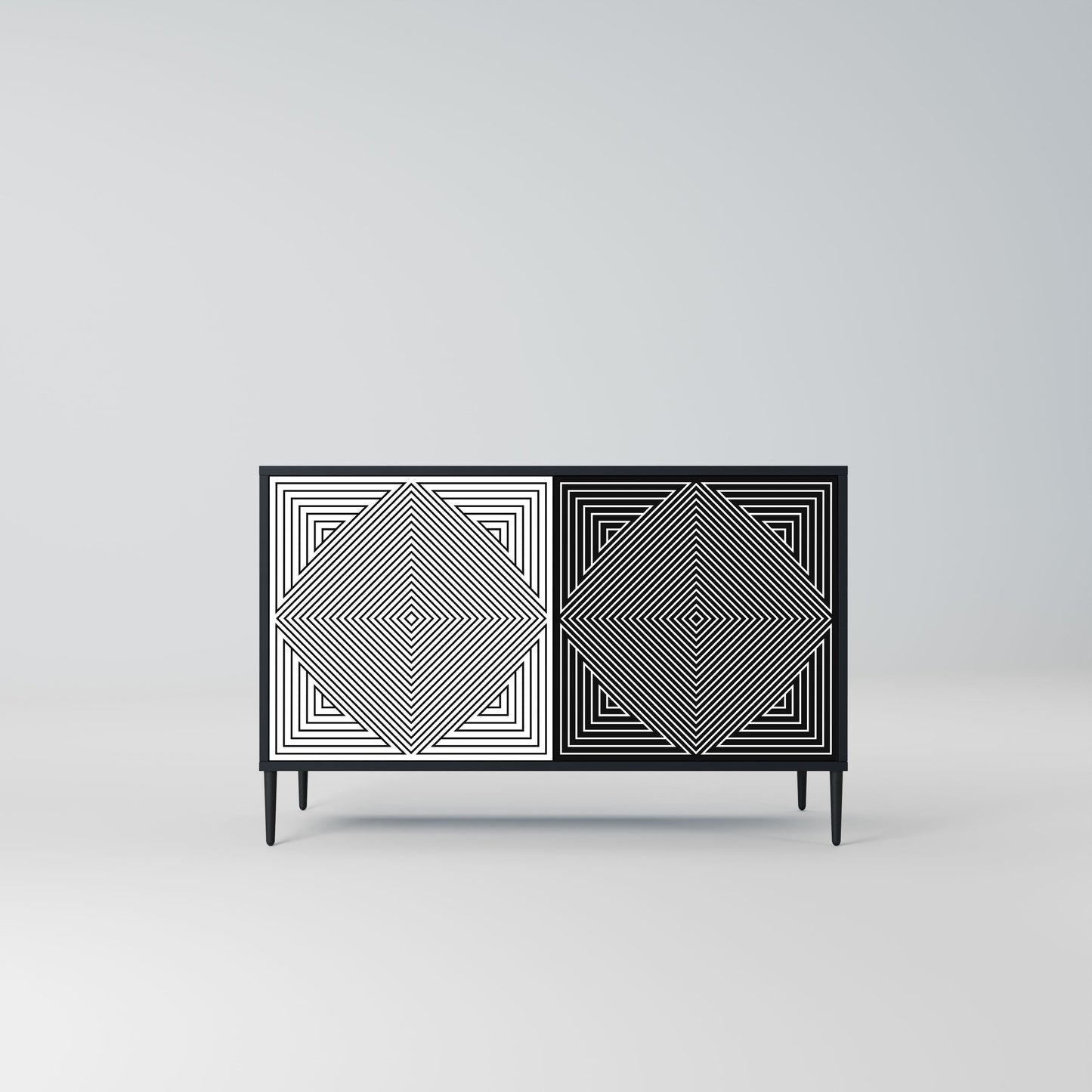 Credenza POLYGON ILLUSION a 2 ante in finitura nera