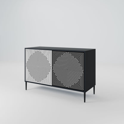 Credenza POLYGON ILLUSION a 2 ante in finitura nera