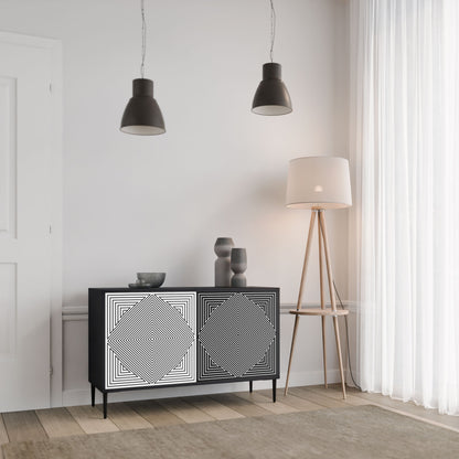 Credenza POLYGON ILLUSION a 2 ante in finitura nera