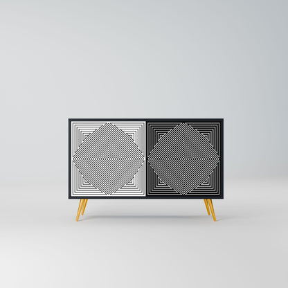 Credenza POLYGON ILLUSION a 2 ante in finitura nera