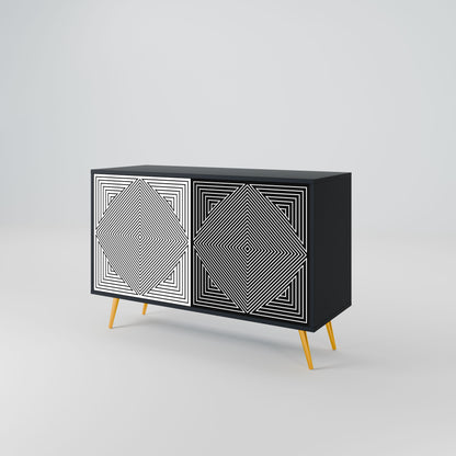 Credenza POLYGON ILLUSION a 2 ante in finitura nera