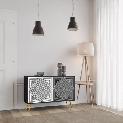 Credenza POLYGON ILLUSION a 2 ante in finitura nera