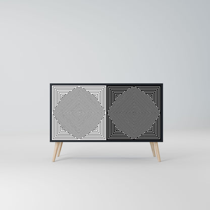 Credenza POLYGON ILLUSION a 2 ante in finitura nera