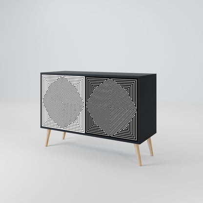 Credenza POLYGON ILLUSION a 2 ante in finitura nera