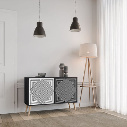 Credenza POLYGON ILLUSION a 2 ante in finitura nera