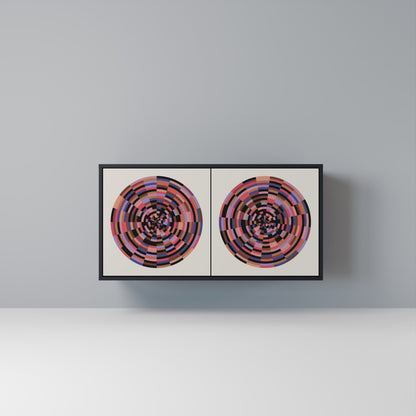BROWN CIRCLES Madia a 2 Ante in Finitura Nera