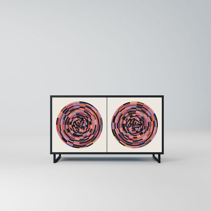 Credenza BROWN CIRCLES a 2 ante in finitura nera