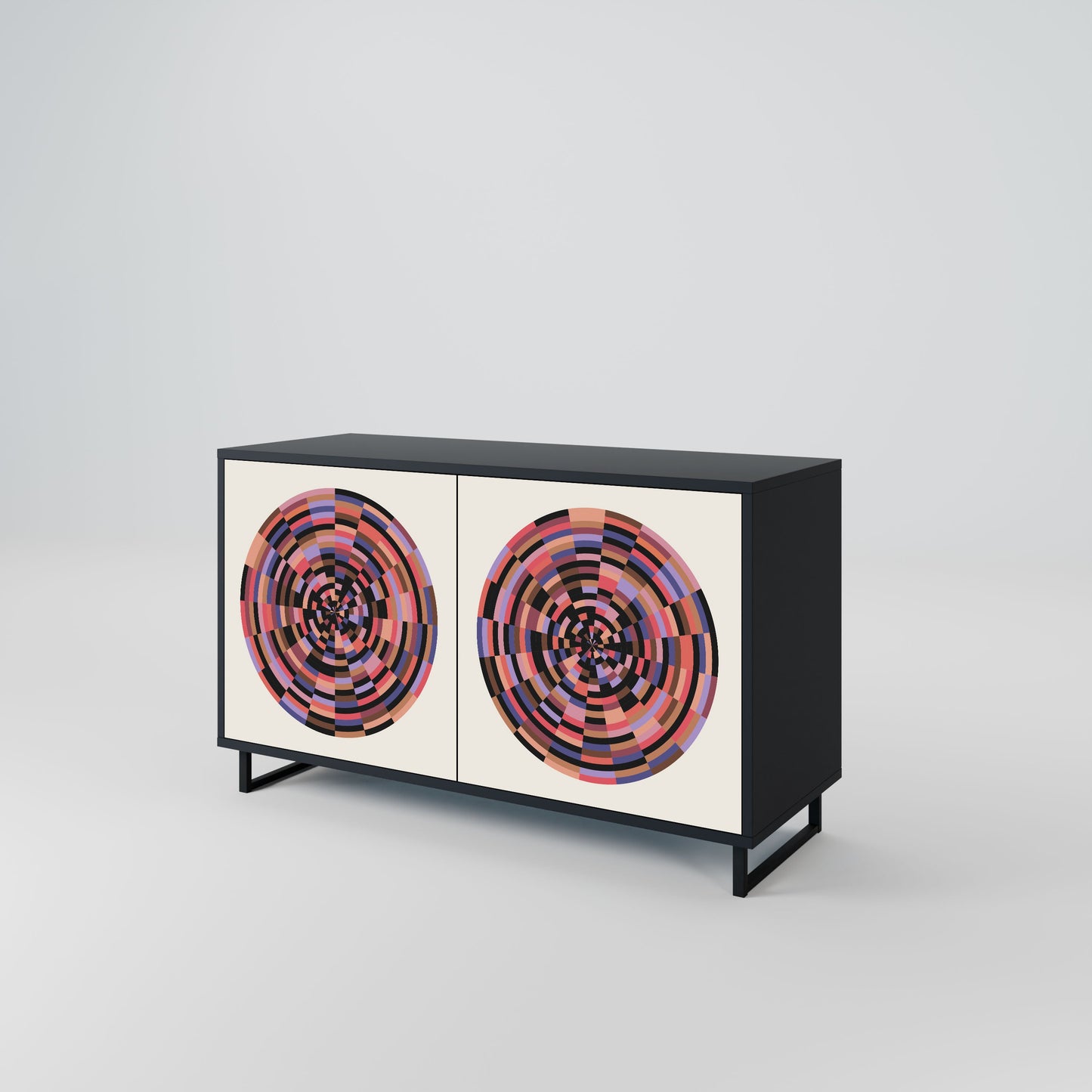 Credenza BROWN CIRCLES a 2 ante in finitura nera