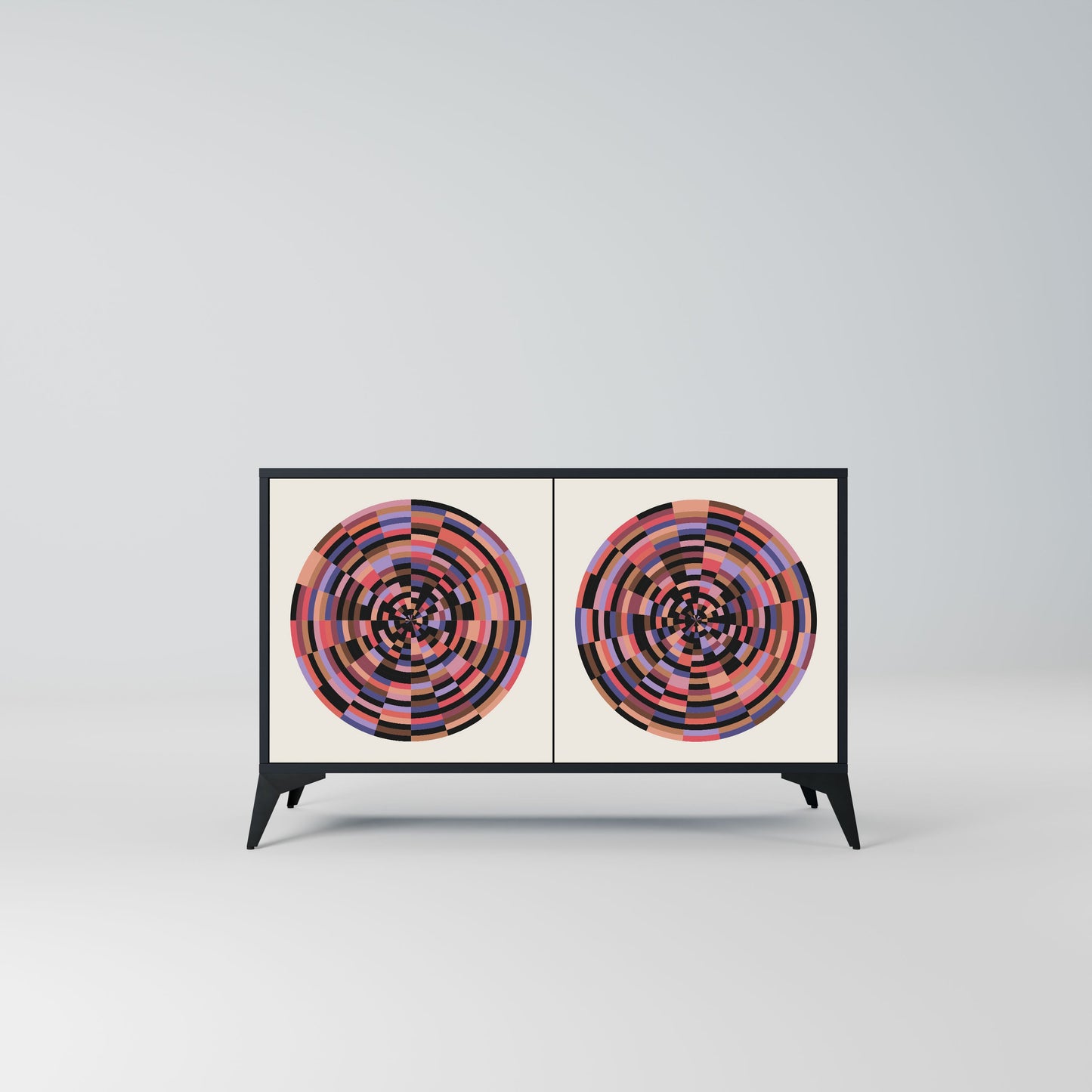 Credenza BROWN CIRCLES a 2 ante in finitura nera