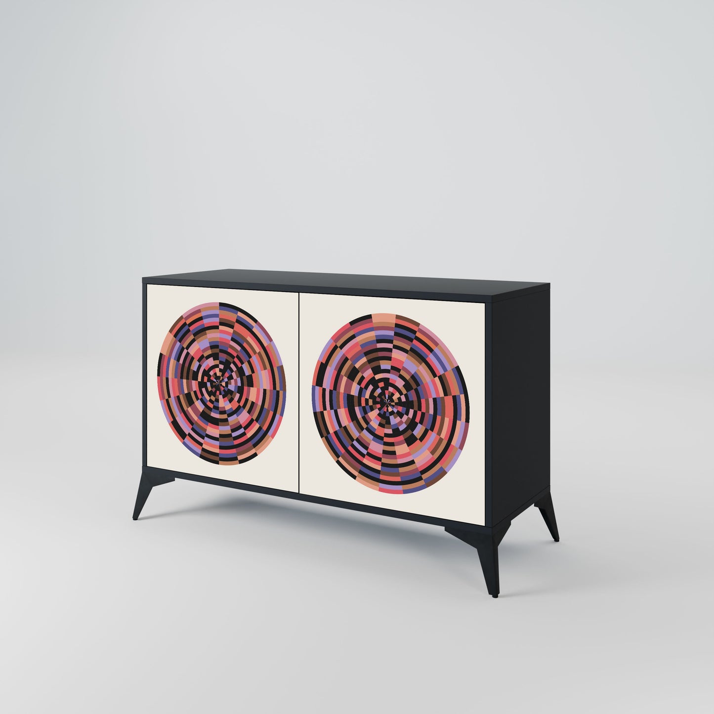 Credenza BROWN CIRCLES a 2 ante in finitura nera