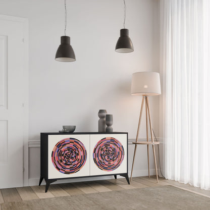 Credenza BROWN CIRCLES a 2 ante in finitura nera