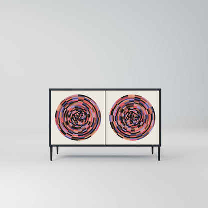 Credenza BROWN CIRCLES a 2 ante in finitura nera