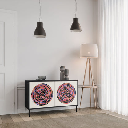 Credenza BROWN CIRCLES a 2 ante in finitura nera