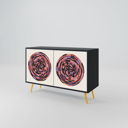 Credenza BROWN CIRCLES a 2 ante in finitura nera