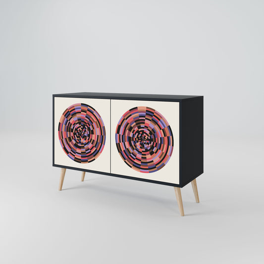 Credenza BROWN CIRCLES a 2 ante in finitura nera