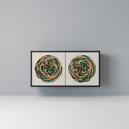 GREEN CIRCLES Madia a 2 Ante in Finitura Nera