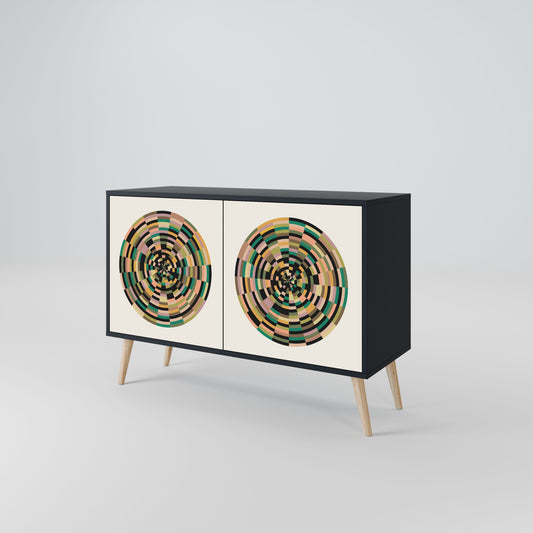 Credenza a 2 ante GREEN CIRCLES in finitura nera
