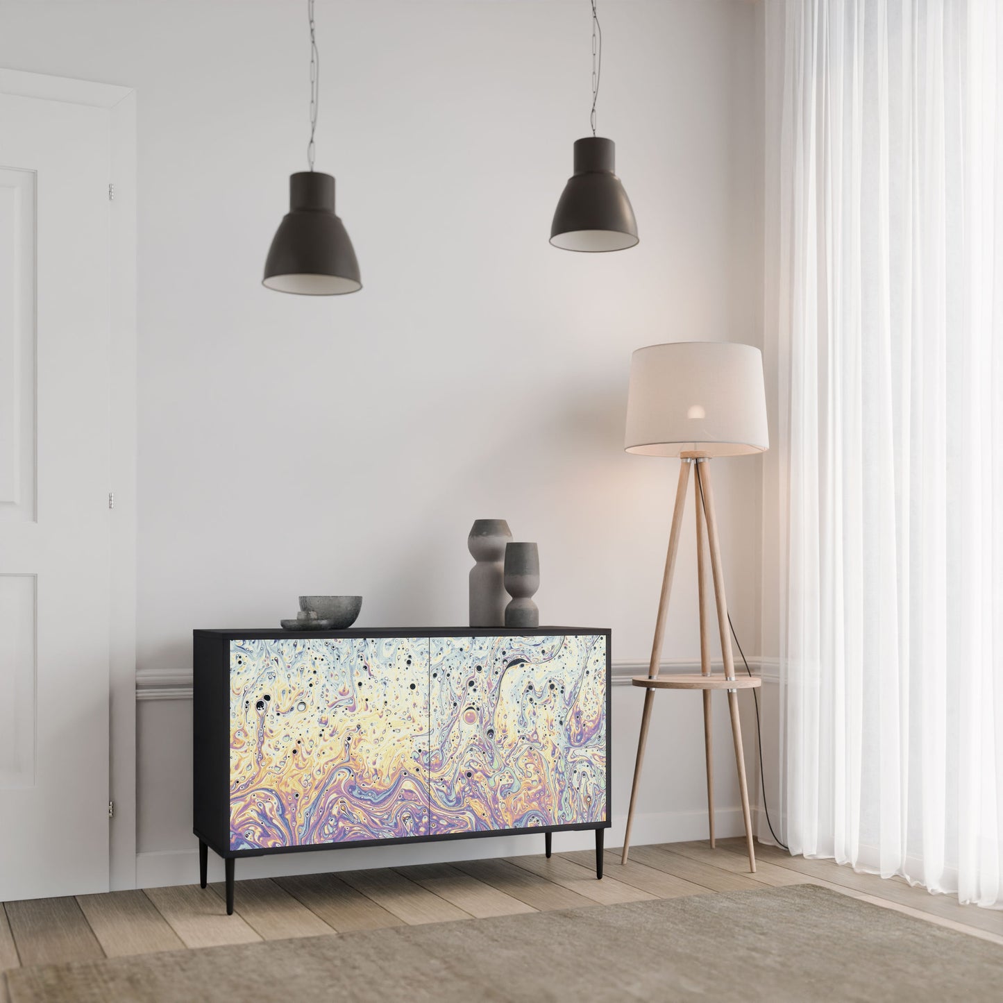 Credenza MOSAIC OF COLORS a 2 ante in finitura nera