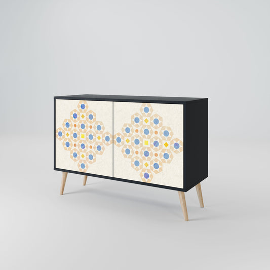 Credenza a 2 ante PATTERNED PRISM in finitura nera