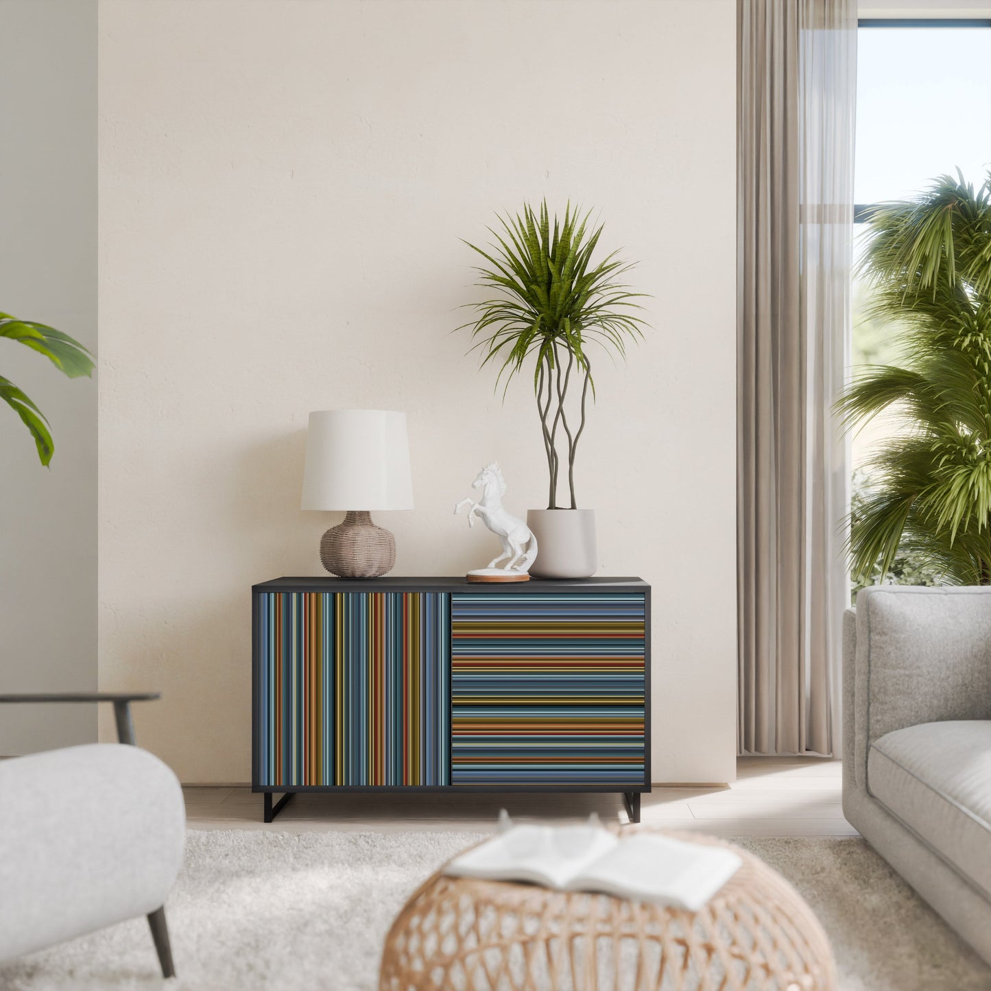 Credenza LINEOUT SPECTRUM a 2 ante con finitura nera