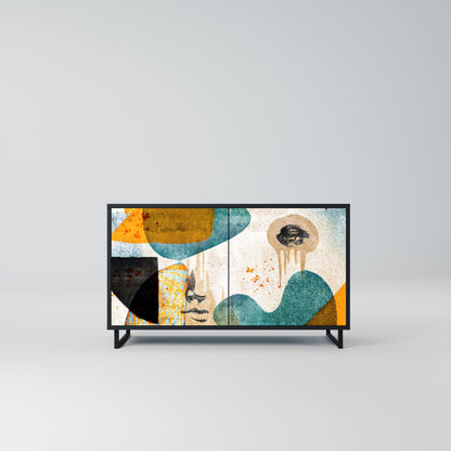 Credenza a 2 ante ABSTRACT FACES in finitura nera