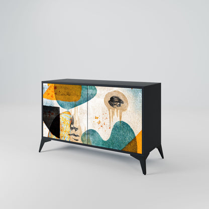 Credenza a 2 ante ABSTRACT FACES in finitura nera