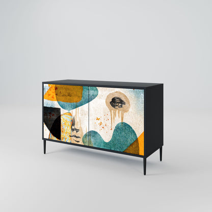 Credenza a 2 ante ABSTRACT FACES in finitura nera