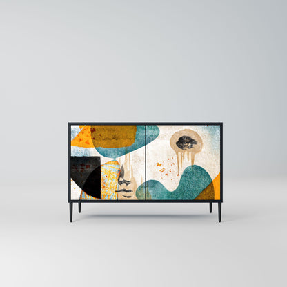Credenza a 2 ante ABSTRACT FACES in finitura nera