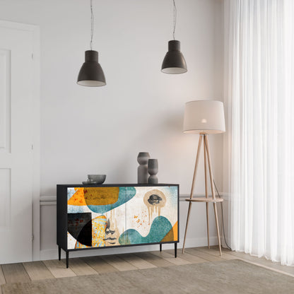 Credenza a 2 ante ABSTRACT FACES in finitura nera