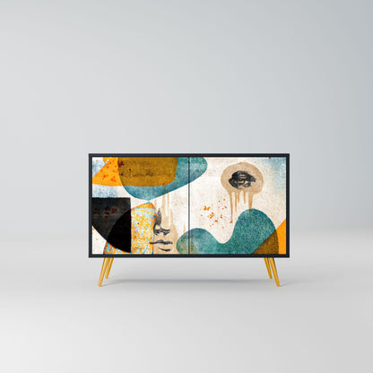 Credenza a 2 ante ABSTRACT FACES in finitura nera