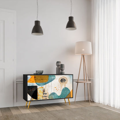 Credenza a 2 ante ABSTRACT FACES in finitura nera