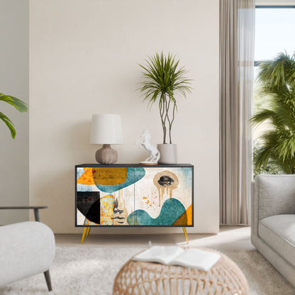 Credenza a 2 ante ABSTRACT FACES in finitura nera