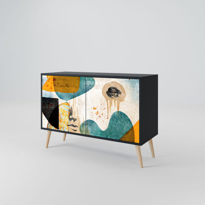 Credenza a 2 ante ABSTRACT FACES in finitura nera