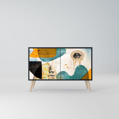Credenza a 2 ante ABSTRACT FACES in finitura nera
