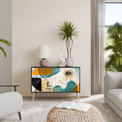 Credenza a 2 ante ABSTRACT FACES in finitura nera