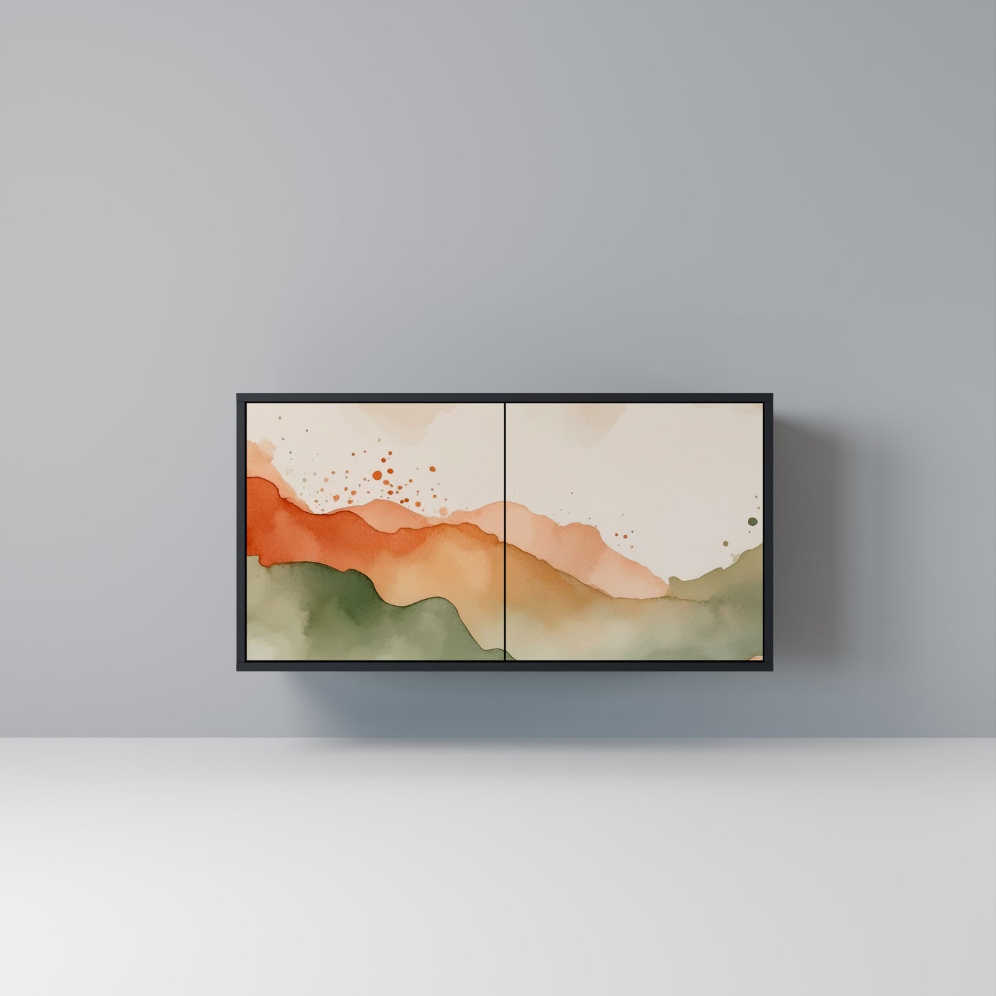 WATERCOLOUR PEAKS Madia a 2 Ante in Finitura Nera