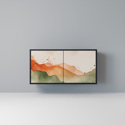 WATERCOLOUR PEAKS Madia a 2 Ante in Finitura Nera
