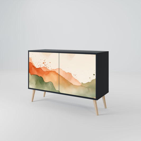Credenza a 2 ante WATERCOLOUR PEAKS in finitura nera