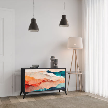 Credenza a 2 ante ABSTRACT LANDSCAPE in finitura nera