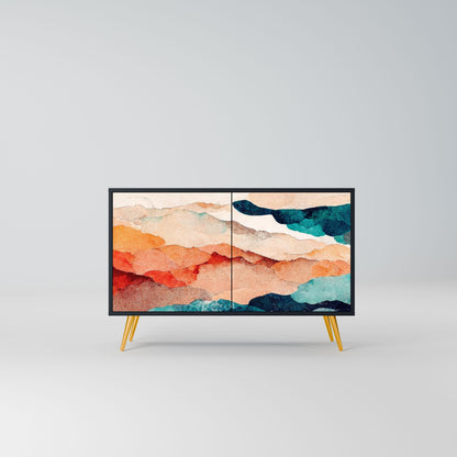 Credenza a 2 ante ABSTRACT LANDSCAPE in finitura nera