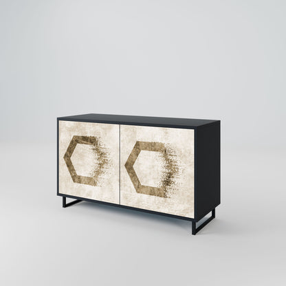 HEXAGONAL SHAPES 2-Door Sideboard in Black Finish