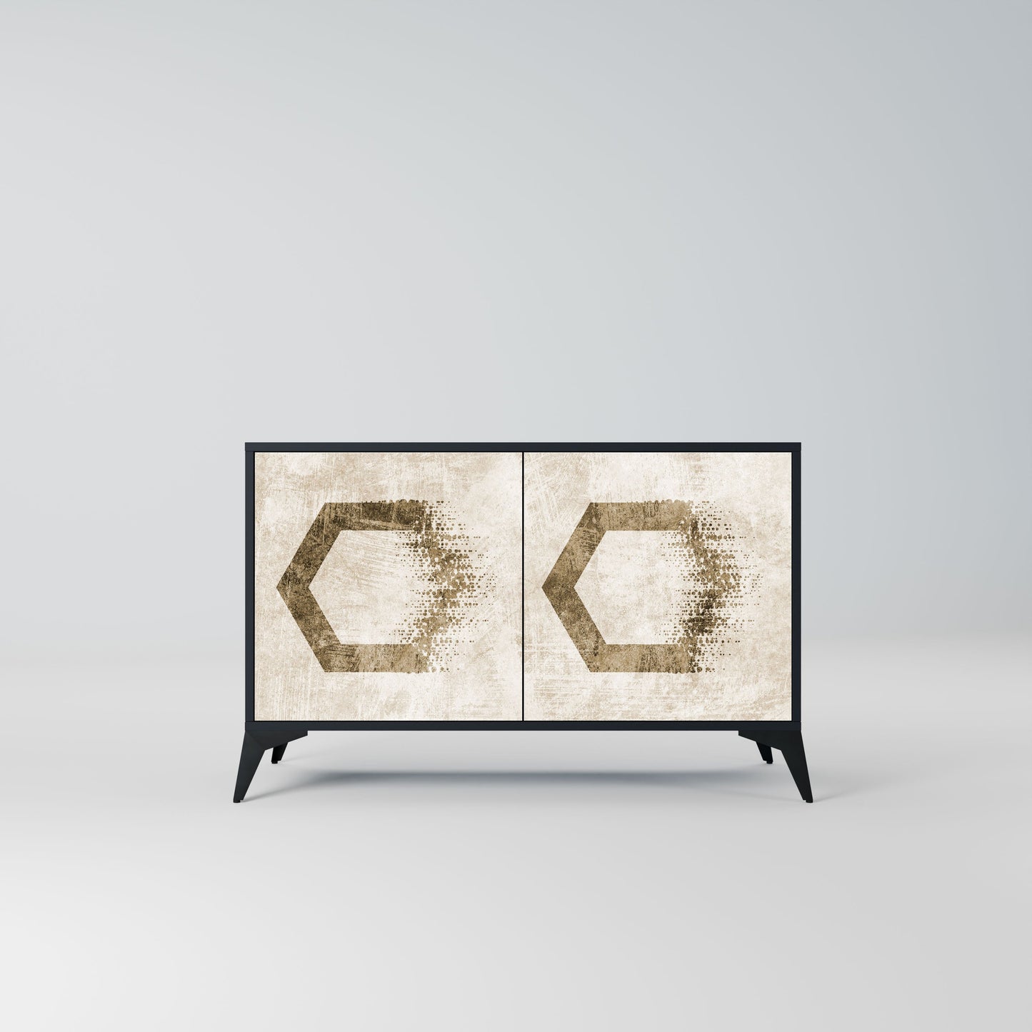 HEXAGONAL SHAPES 2-Door Sideboard in Black Finish