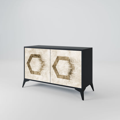 HEXAGONAL SHAPES 2-Door Sideboard in Black Finish