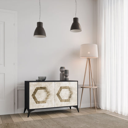 HEXAGONAL SHAPES 2-Door Sideboard in Black Finish