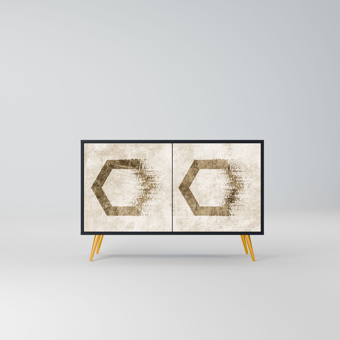 HEXAGONAL SHAPES 2-Door Sideboard in Black Finish