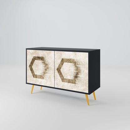 HEXAGONAL SHAPES 2-Door Sideboard in Black Finish