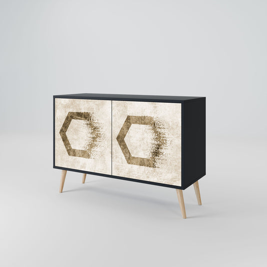 HEXAGONAL SHAPES 2-Door Sideboard in Black Finish