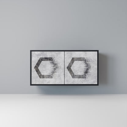 HEXAGONAL FIGURES Madia a 2 Ante in Finitura Nera