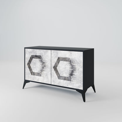 HEXAGONAL FIGURES 2-Door Sideboard in Black Finish